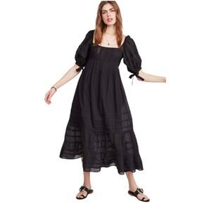 Free People Lets Be Friends Midi Black Dress Size Medium